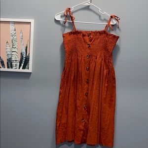 Burnt orange button dress
